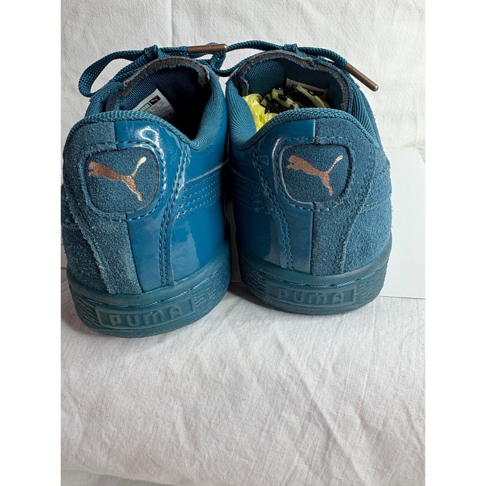 Puma Suede Basket Teal Blue Patent Leather Lace Up Sneakers Shoes Womens 7.5 - Picture 4 of 6